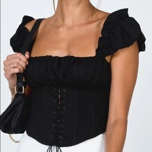 Princess Polly HARRY TOP BLACK Size 6 New